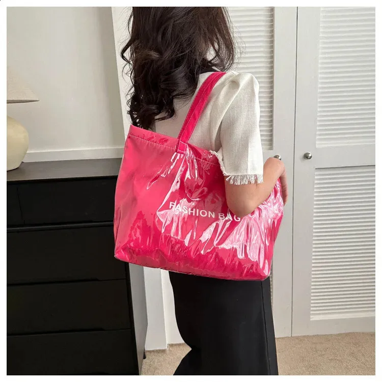 Clear Tote Bag With Letter Print Large Capacity Waterproof Beach Bag_voghion.com