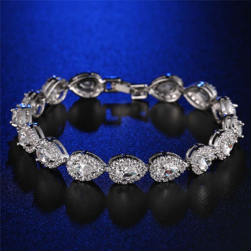Pulseira feminina de zircônia com gota d'água e joias da moda Ruose_voghion.com