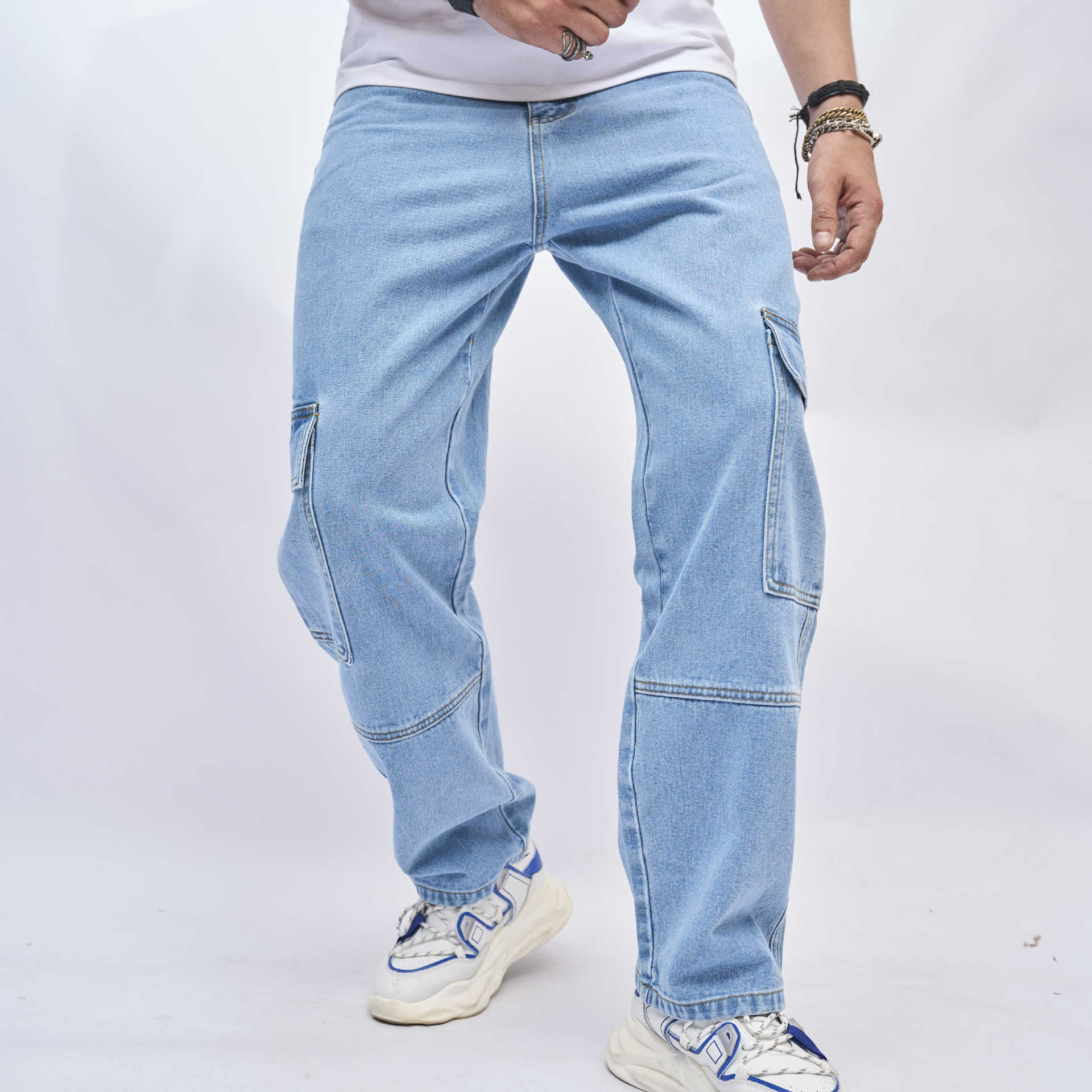 Men's New Jeans Men's Trend Loose Pants High-street Wide-leg Pants
