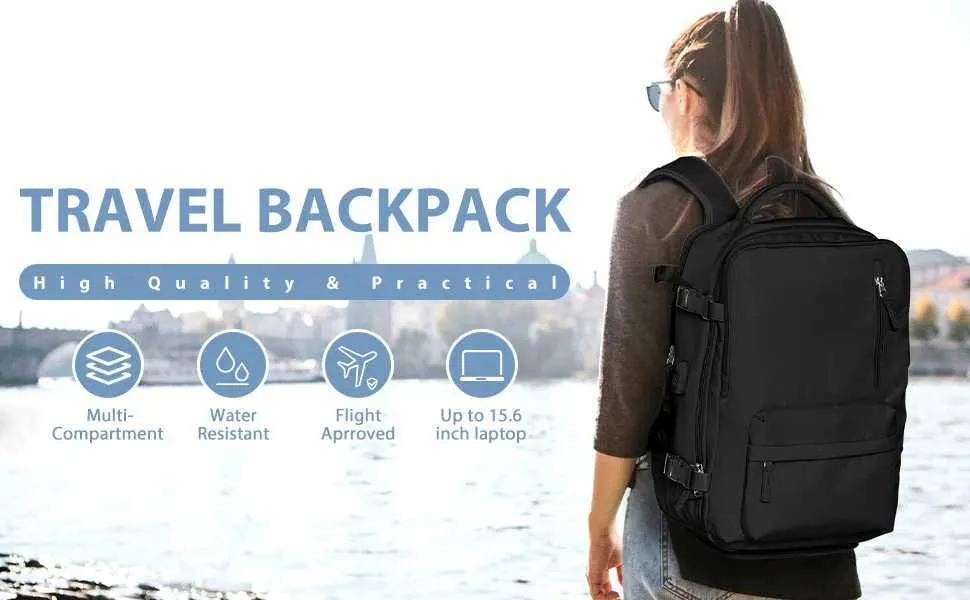 Reiserucksack für Damen und Herren, Handgepäck mit USB-Aufladung, TSA-Laptop-Rucksack, 15,6 Zoll, Business, Wandern, lässiger Tagesrucksack C241031_voghion.com