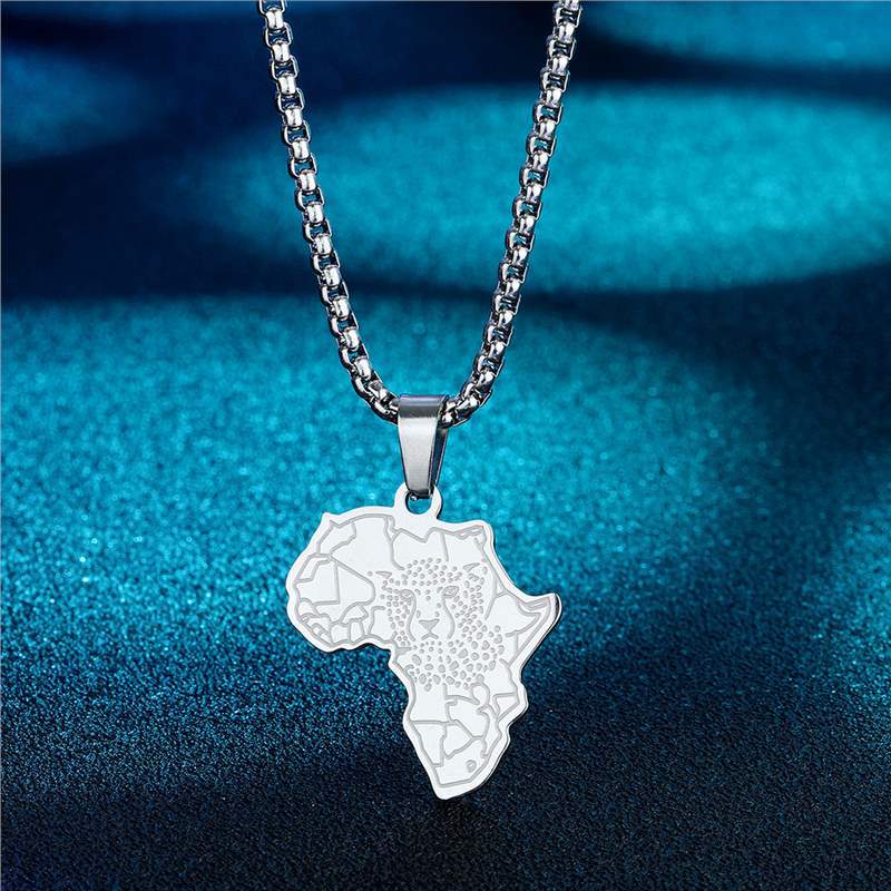 Stainless Steel African Map Pendant Necklace Map Necklace African Shape Necklace