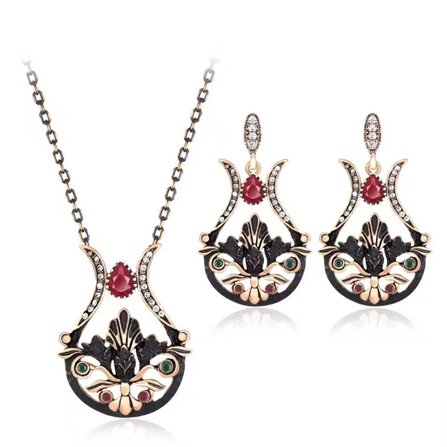 Collane con ciondolo 2023 Gioielli di moda coreana Catena lunga Cristallo Strass Vaso di fiori Collana Orecchini Set per le donne_voghion.com