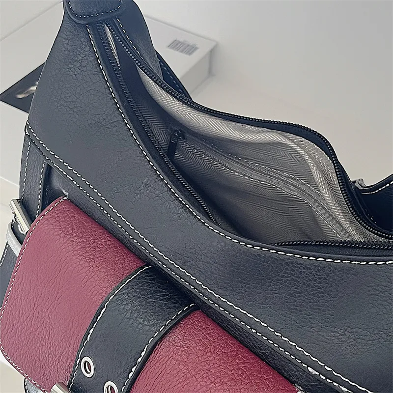 Yogodlns Retro Patchwork Schulter Für Frauen Weiche Leder Crossbody Cool Girl Messenger Bag Shopping Handtasche Handtasche Bolsa_voghion.com