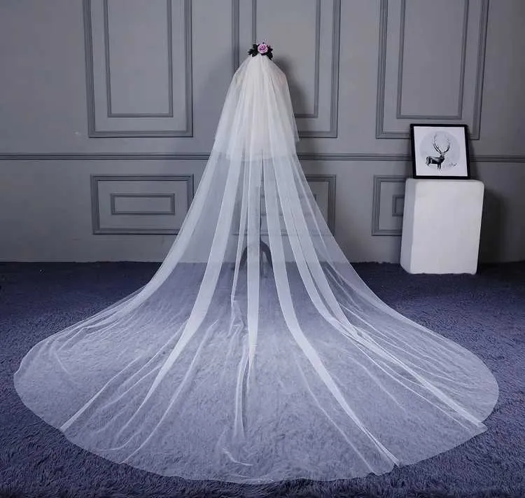 Haarsieraden Velo De Novia Ivoor Tweelaagse Bruidsaccessoires Bruids Lange Kathedraalsluier Met Kam Vive Le_voghion.com