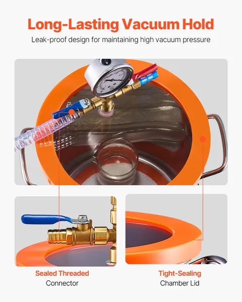 Vacuum Chamber Kit With Pump Stainless Steel And Acrylic Lid_voghion.com