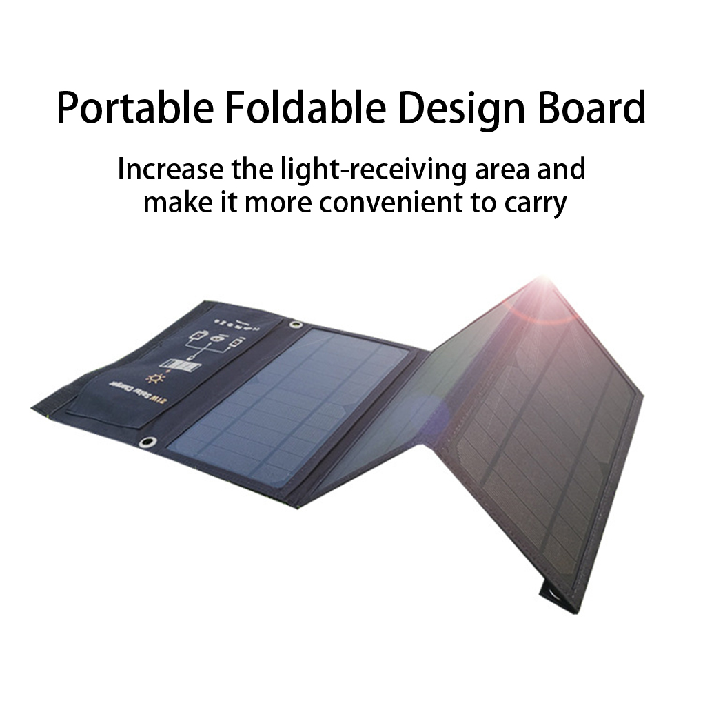 Panel de carga solar USB para camping, senderismo, portátil, impermeable, 3 hojas, para viajes, banco de energía, tableta, placa_voghion.com