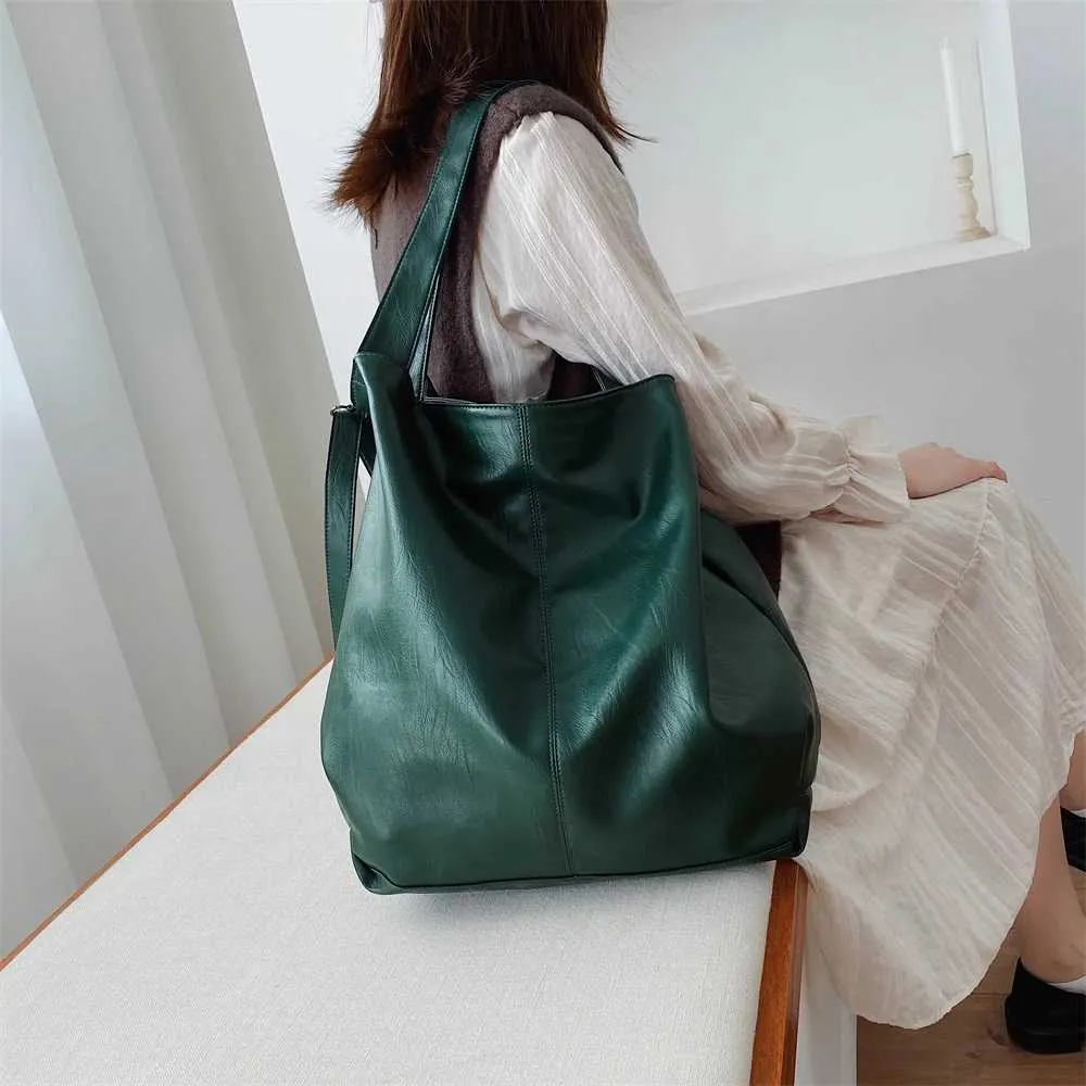 Moods Oversized Black Shoulder Bags per donna in morbida pelle, grande capacità, shopper tote, doppia tracolla, grande borsa a tracolla_voghion.com