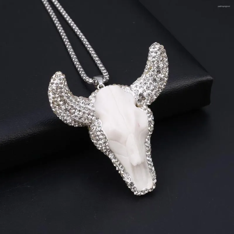 Catene 11 tipi di collane con ciondolo in acrilico con forme di testa di mucca incastonate in pietre naturali Ametista Turchese Reiki_voghion.com