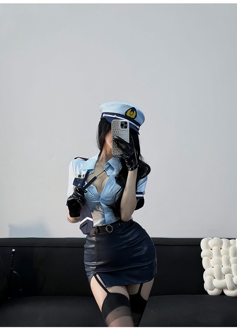 Déguisement sexy de policière de style marine, costume de cosplay pur désir, hôtesse de l'air de la cour de nuit, secrétaire, uniforme taille reine_voghion.com