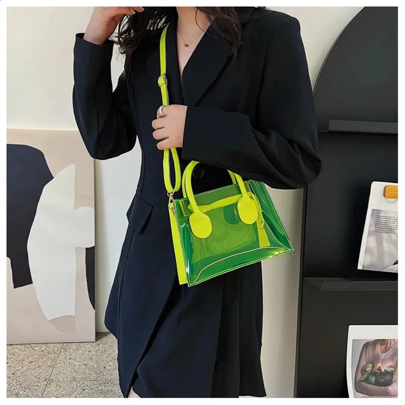 Mode PVC Zipfel Frauen Transparente Handtasche Dame Telefon Geldbörse Sommer Strand Klare Umhängetaschen 240826_voghion.com