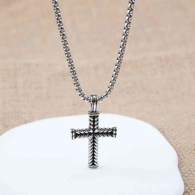 Cadenas de cable trenzado, joyería, collares colgantes para mujer, moda para hombre, collar de cruz de diamantes, joyería de alta calidad, estilo punk, 3 mm_voghion.com
