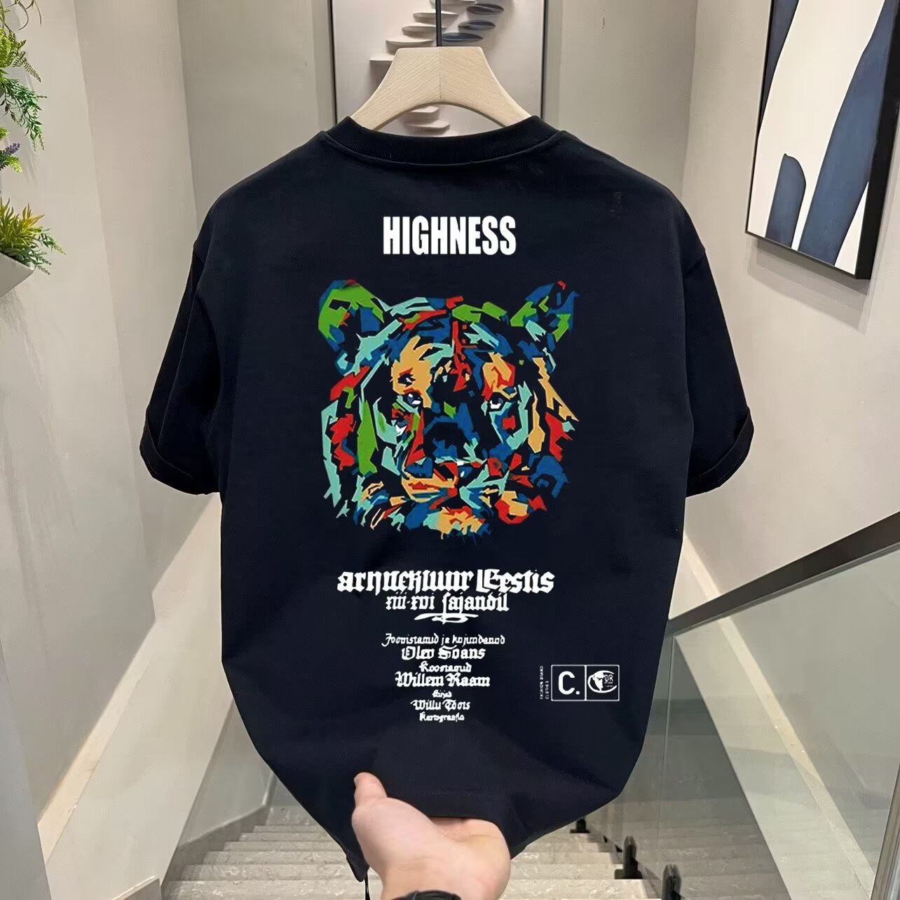 Maglietta a maniche corte di alta qualità con stampa a testa di tigre del marchio alla moda da uomo, nuova maglietta China-Chic in cotone rosso a mezza manica_voghion.com