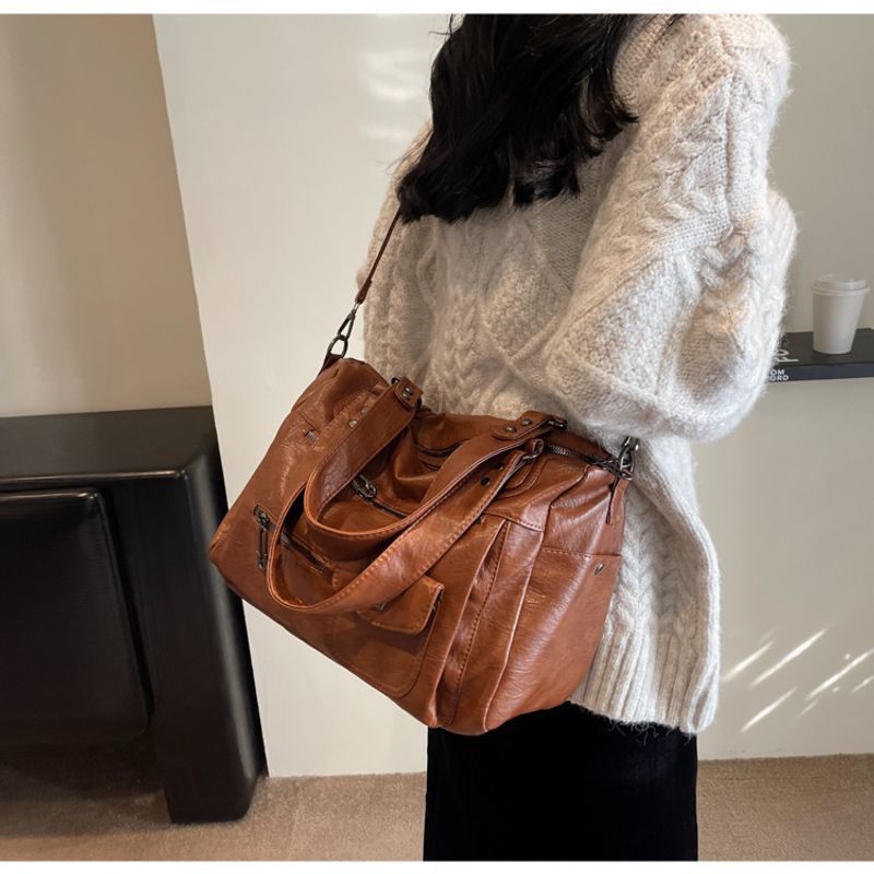 Einzelner Schulter Crossbody Business Gepäcktasche große Kapazität weibliche Tasche lässig Retro Reise Handtasche_voghion.com