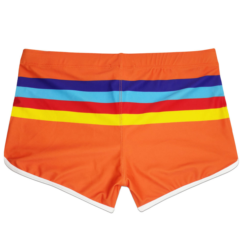 UXH Short de bain à rayures colorées pour homme, short de sport à séchage rapide, coupe ajustée et tendance_voghion.com