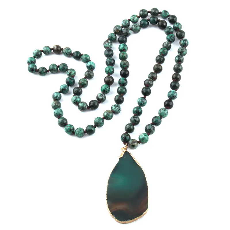 Böhmische Steinperlen Anhängerkette Für Damen Modeschmuck_voghion.com