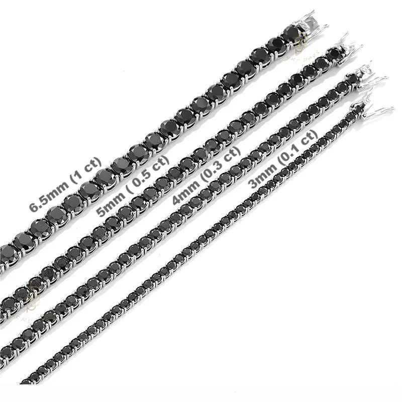 Glory Pace Black Diamond Moissanite Tennis Bracelet Silver 925_voghion.com