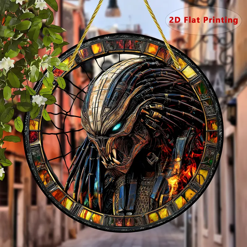 Alien Warrior Suncatcher - 8" Colorful Acrylic Art. Intergalactic Decor For Garden Or Home, Perfect As A Unique Gift._voghion.com