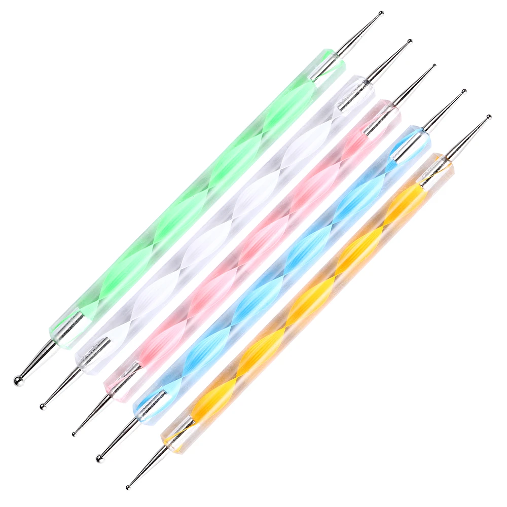 Arte Clavo 5 stks Professionele 2 way Puntjes Pen Nail Tool Nail Art Pen Set Voor UV Gel Nail schilderen Draw Borstel Steentjes Tool_voghion.com
