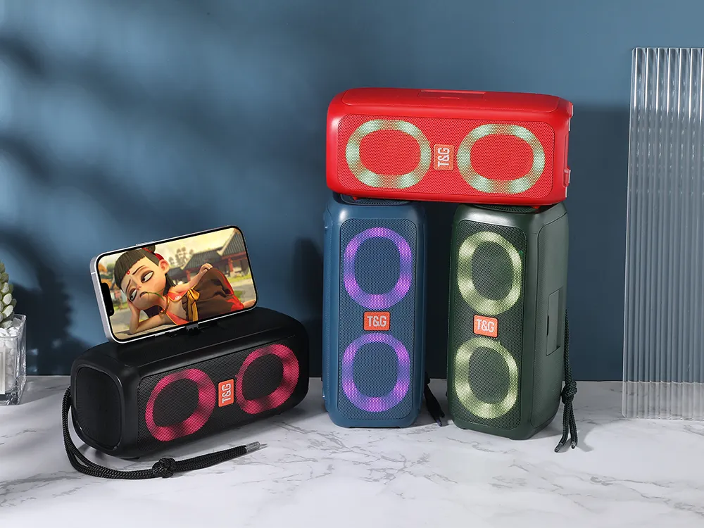 TG333 Portable Wireless Bluetooth Subwoofer Waterproof Outdoor TF USB Stereo With Phone Stand Speaker_voghion.com