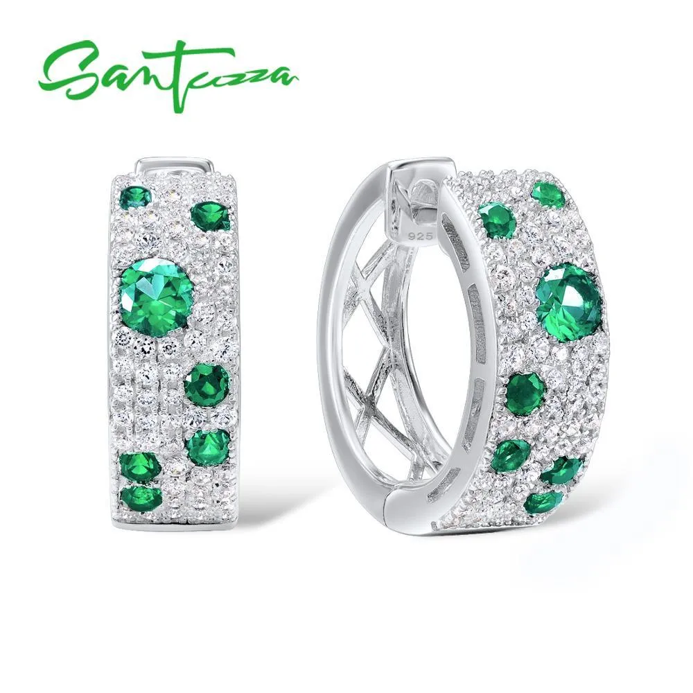 Santuzza für Frauen authentische 100% Sterling Silber schimmernde grüne CZ Ohrringe Ring Set Modeschmuck CX200623_voghion.com