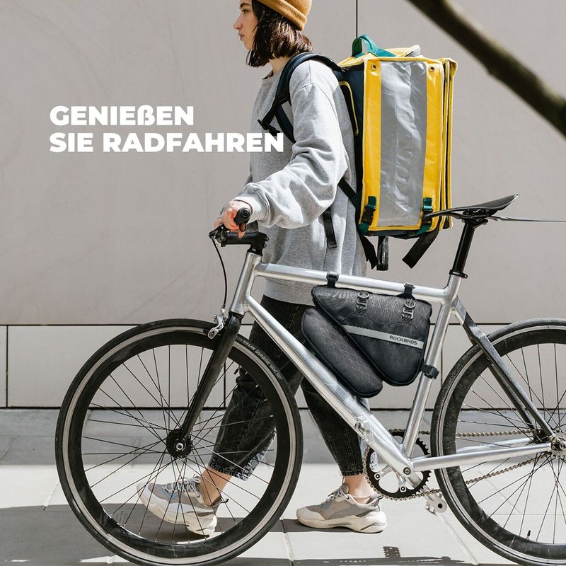 ROCKBROS Geantă pentru ghidon și cadru de bicicletă, 1,3 l + 0,7 l, 2 în 1, geantă pentru biciclete de șosea_voghion.com