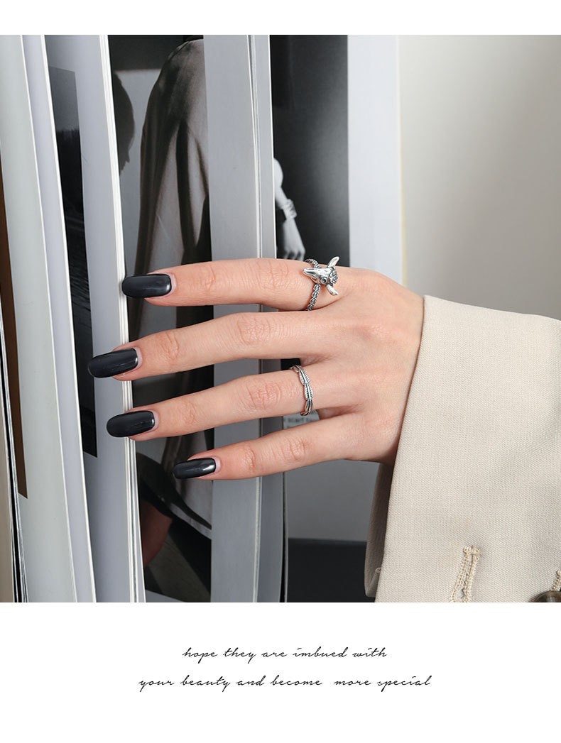 Bolu Jewelry Anello in argento puro serie S vecchia, design piccolo e versatile, anello per finger food aperto personalizzato_voghion.com