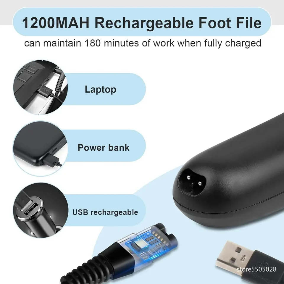 Râpe pieds électrique rechargeable pour pédicure et peau morte_voghion.com