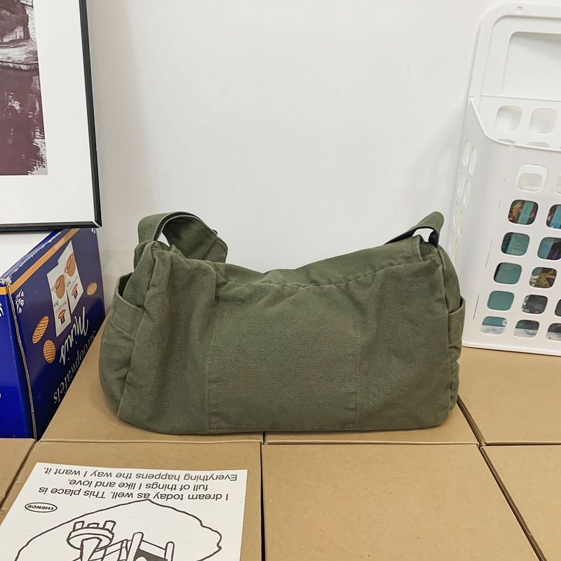 Damen Messenger Vintage Toile Adolescent Schultertasche Tragetaschen Casual Handtasche Sac À Bandoulière_voghion.com