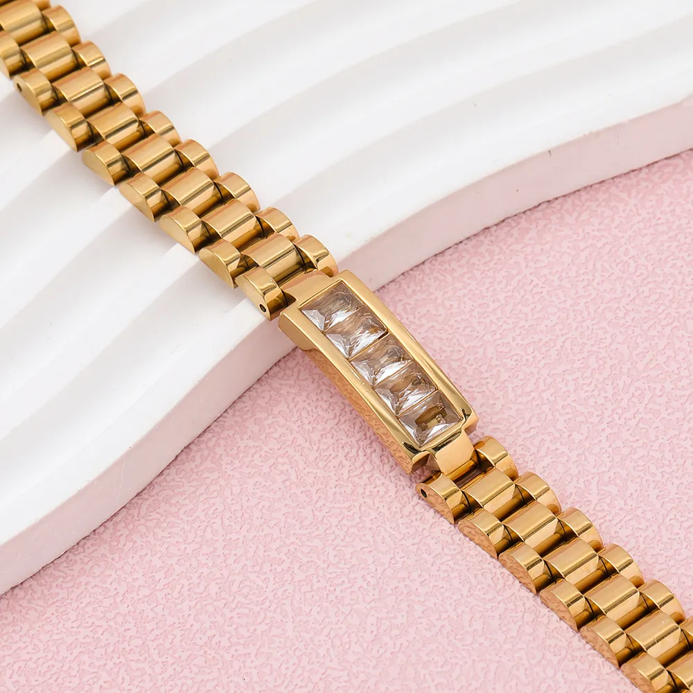 Charm Armbänder Joolim Schmuck Großhandel High End PVD No Fade Chunky Clear Rechteck Zirkonia Armband Kette Edelstahl_voghion.com