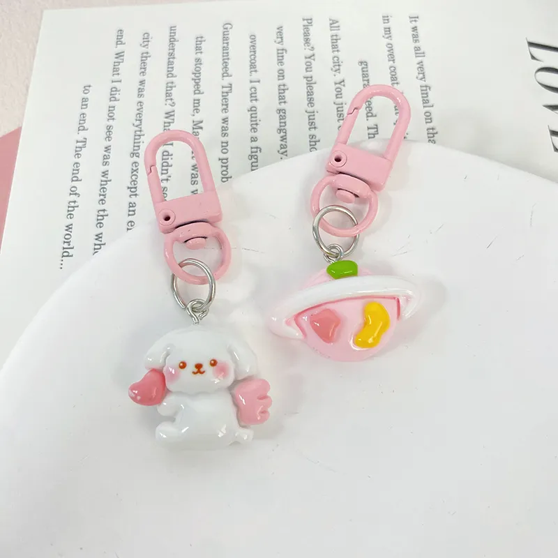 Porte-clés Kawaii en forme de fusée, lune, planète, chiot mignon, pendentif pour sac d'école, cadeau pour meilleure amie_voghion.com