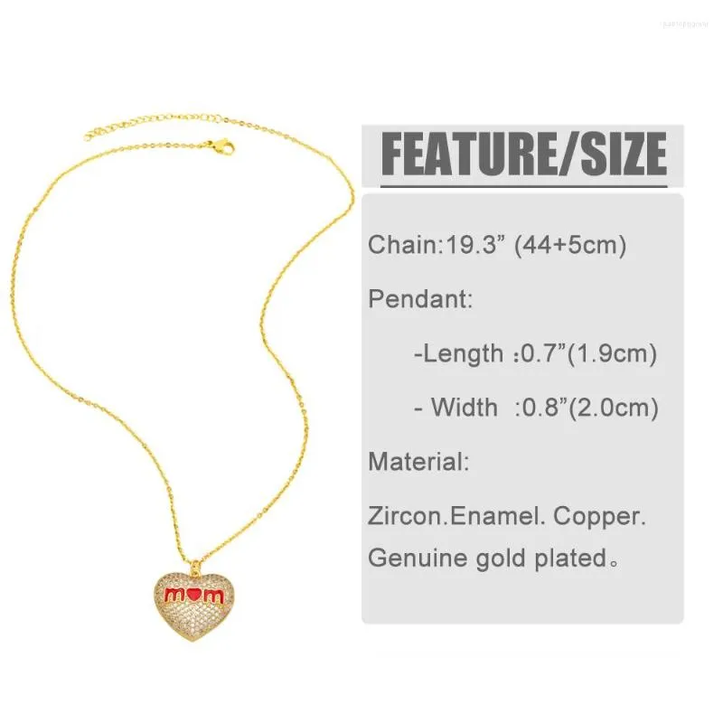 Collares colgantes FLOLA, collar de corazón rojo para mamá, para mujer, con cuentas de cobre y circonita blanca, joyería romántica para madres._voghion.com