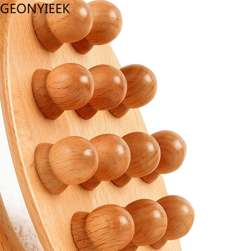 Handgehaltene Gua Sha-Massagebürste aus natürlichem Holz mit 14 Perlen für Taille, Beine, Körper, Meridian-Schaben, SPA-Therapie, Anti-Cellulite-Entspannungswerkzeug_voghion.com