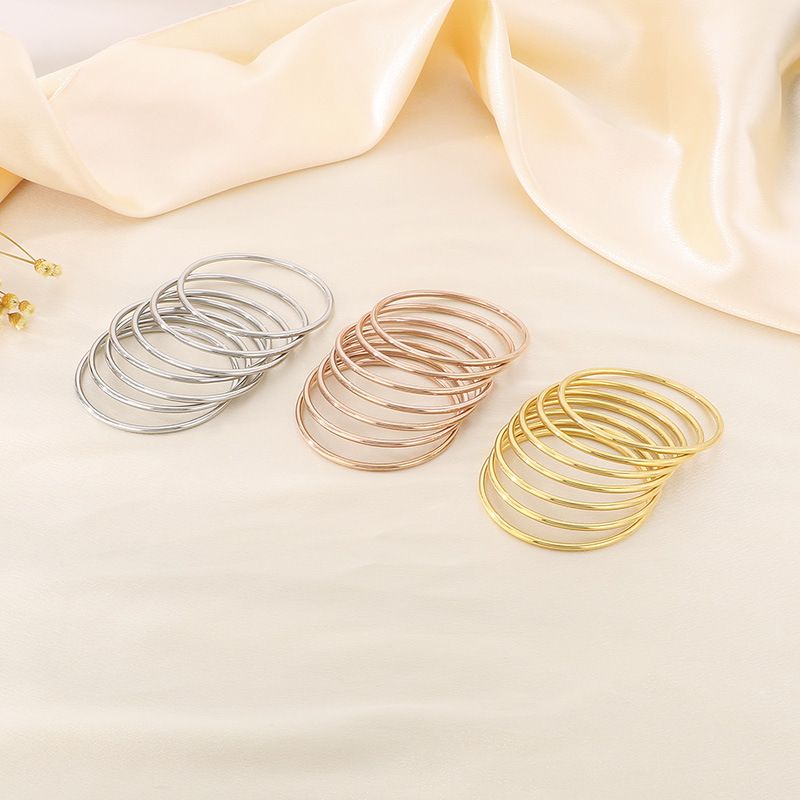 Modeschmuck Temperamt Beliebte Multi Layer Stacking Coil Vergoldet 3mm Plain Ring Titan Stahl Armband Für_voghion.com