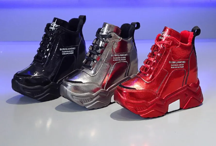 Freizeitschuhe Qualität Chunky Platform Outdoor Sneakers Frauen Winter Warm Super High Heels Frau Höhe erhöhen Stiefel_voghion.com