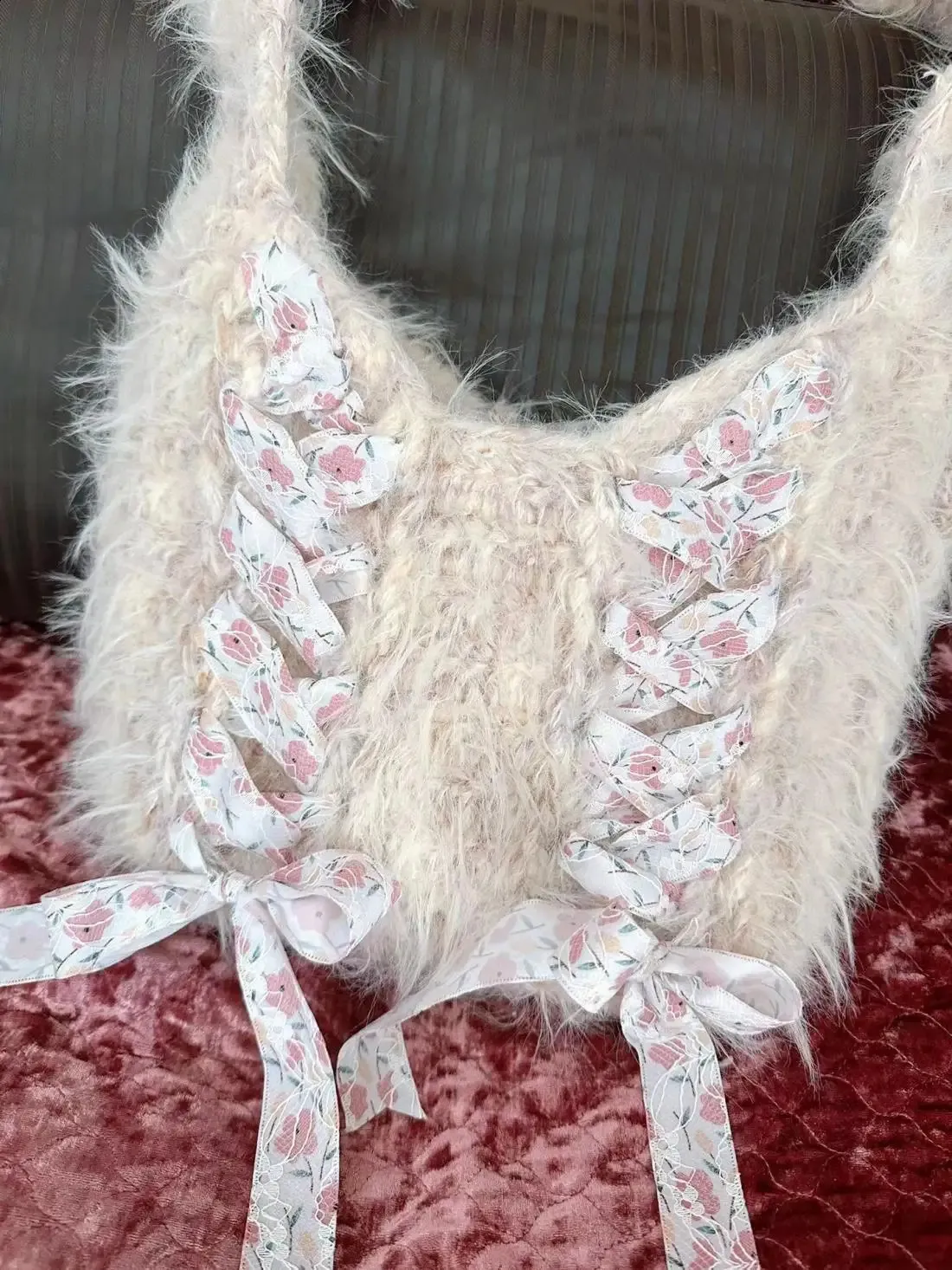 Roze handgeweven handtas en schoudertas met strik voor dames_voghion.com