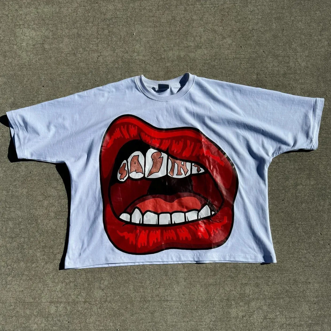 Herren T-Shirts Y2K Baumwollhemd Herren Damen Haruku Hip Hop Große Augen Mund Grafik Gedruckt Übergroß Retro Klassisch Kurz_voghion.com