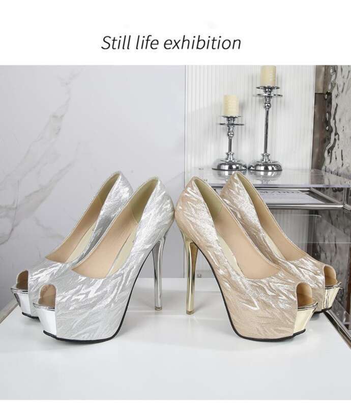 914-A6 Argento scintillante 2025 Primavera/Estate Nuovo stile Tacco ultra alto e sottile Piattaforma impermeabile Pesce Bocca bassa Donna_voghion.com