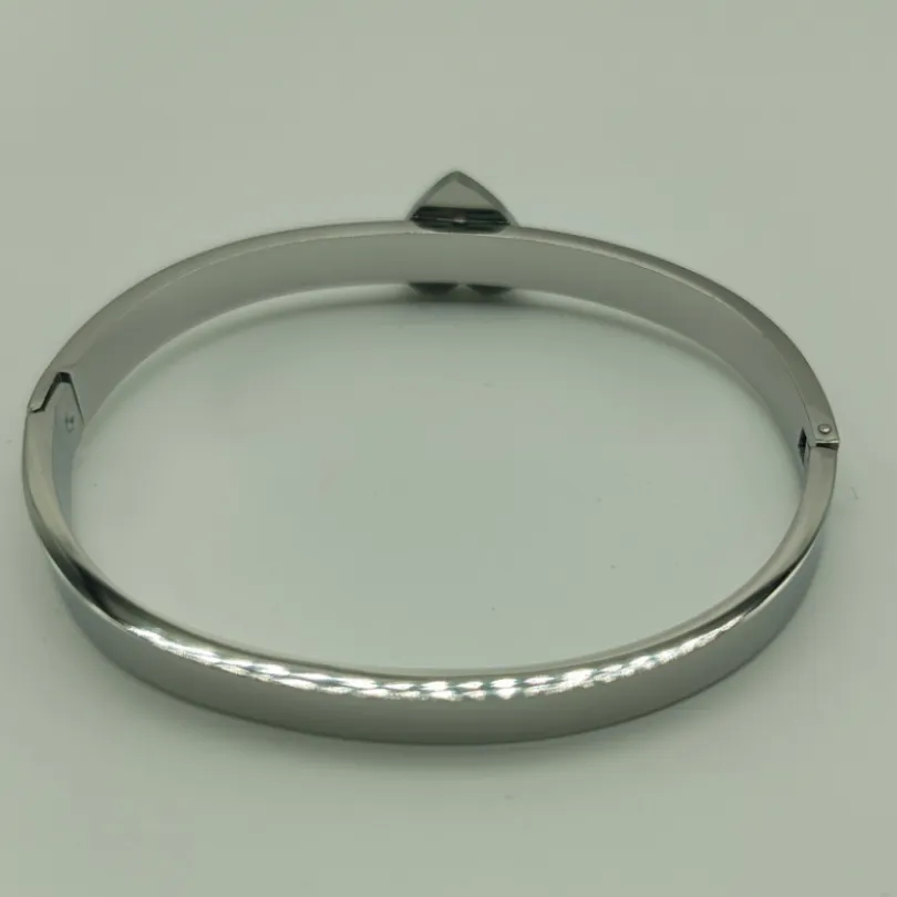 Klassischer Armreif Für Damen Silberbeschichteter Edelstahl_voghion.com