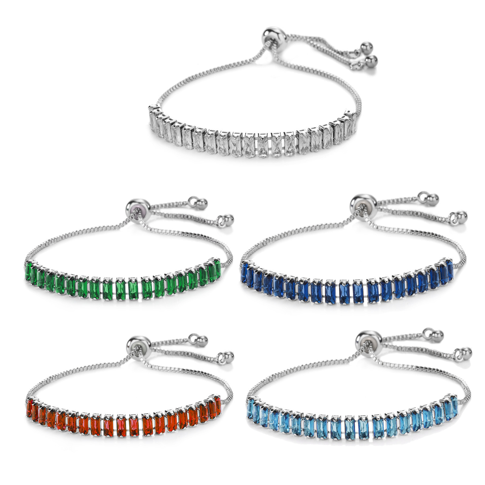 Hip Hop Single Row Full Diamond Tennis Chain Copper Set Rectangular Zircon 2.5 * 5 Bracelet Fashion Brand Jewelry_voghion.com