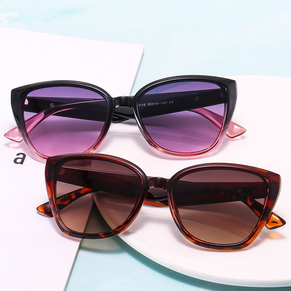 Unisex Cat Eye Sunglasses Black Versatile Modern Retro Style_voghion.com