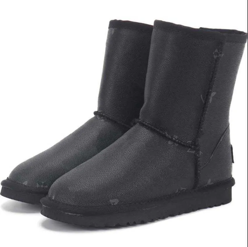 Designer AUS Snow DamesZwarte Enkel Platform Flats Combat Boots Lage Hak Veterschoenen Leren Kettingen Gesp Dames Kinderen_voghion.com