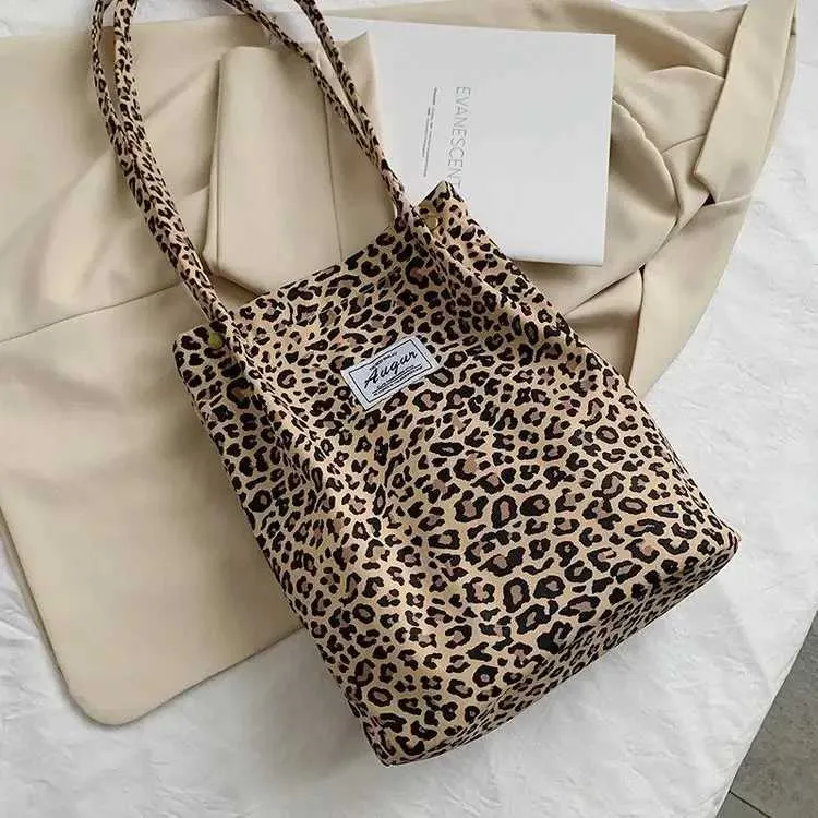 Sac à main en toile imprimé léopard pour femme, mode coréenne décontractée, nouveau sac de shopping, sac à main imprimé pour étudiant, Bolsa Mujer Y241026_voghion.com