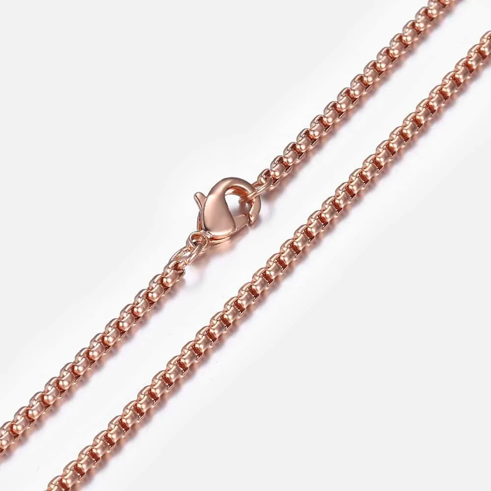 Chaînes Collier pour femme en acier inoxydable couleur or rose Chaîne à mailles pour femmes et hommes 18-24 pouces KKN555_voghion.com