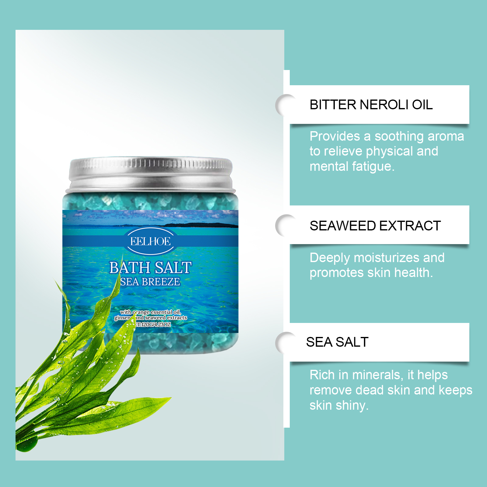 EELHOE Bath Sea Salt Gently Cleans Tender And Smooth Skin, Moisturizes Refreshing And Non-Sticky Skin Care Bath Sea Salt_voghion.com
