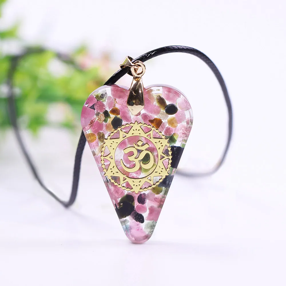 Pendant Necklaces Tourmaline Orgonite Necklace Crystal Heart Healing Crystals For Emf Protection Violet Flame Orgone_voghion.com