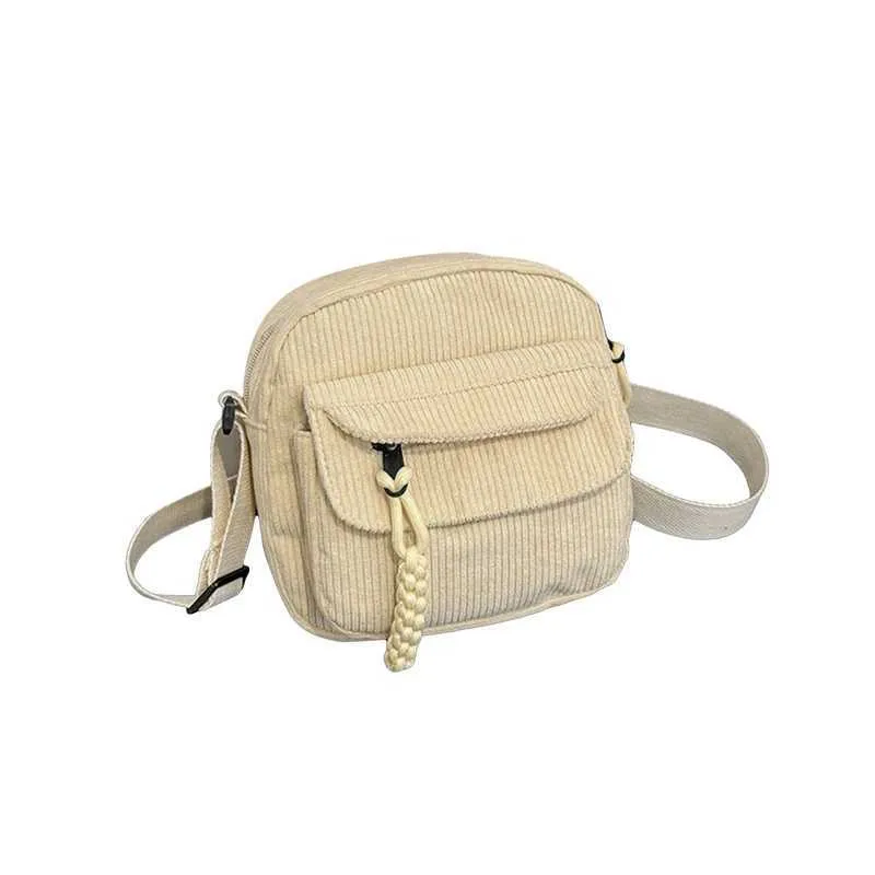 Crossbody Shoulder Bag Corduroy Small Square Casual Commuting_voghion.com
