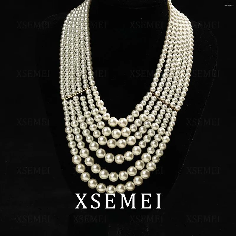 Pendans French Brand Same High Quality Handmade Multi Layered Glass Pearl Retro Exaggerated Style Dress_voghion.com