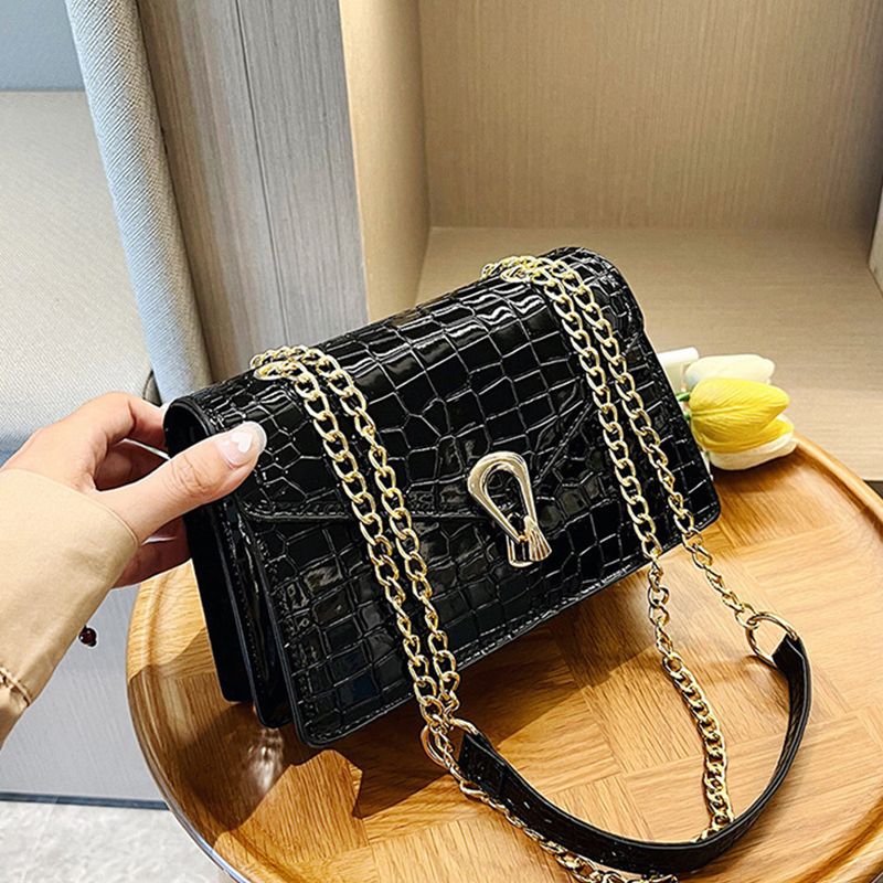 Krokodil Muster Schulter Taschen Für Frauen Mode Ketten Squre Tasche Geldbörse Weiblichen Pu Leder Crossbody Handtasche_voghion.com