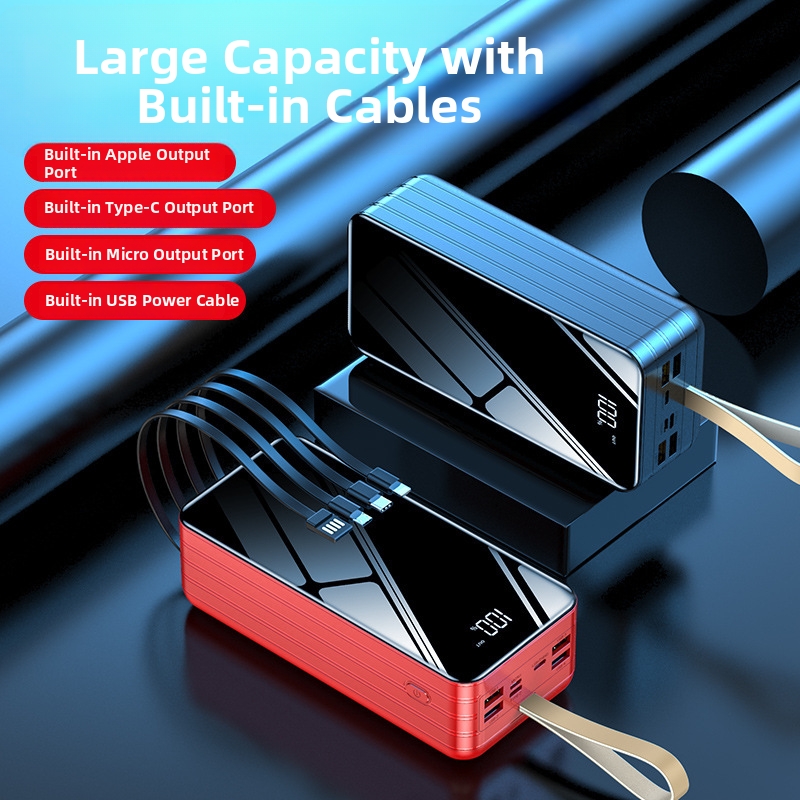 High Capacity Powerbank 50000 MAh Fast Charging Built-in Cable Power Bank Wholesale Dropshipping Available