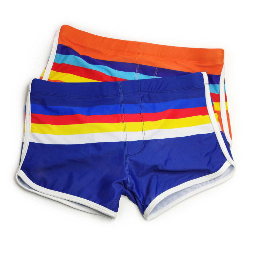 UXH Short de bain à rayures colorées pour homme, short de sport à séchage rapide, coupe ajustée et tendance_voghion.com